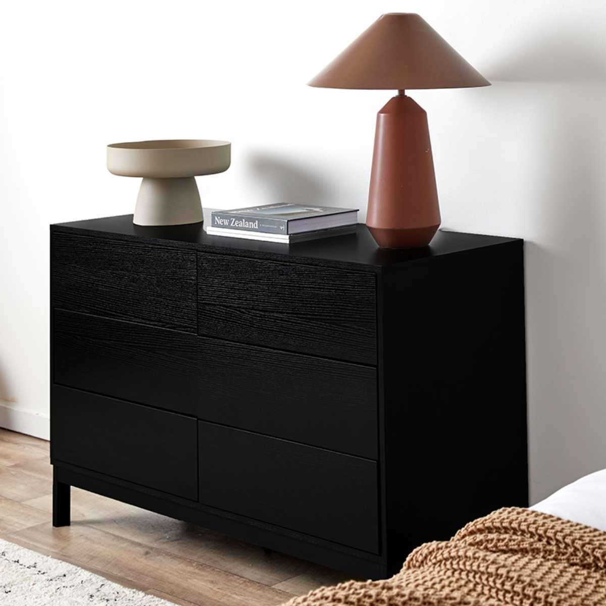 Zander Six Drawer - Black | Home Furniture | Mocka NZ