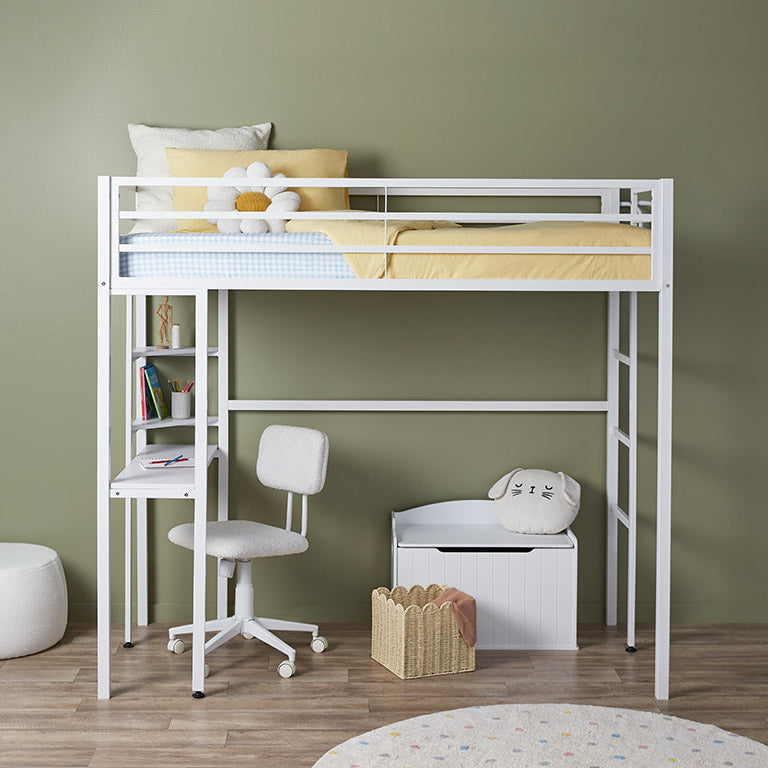 Lacie Metal Loft Bed with Desk - Mocka New Zealand