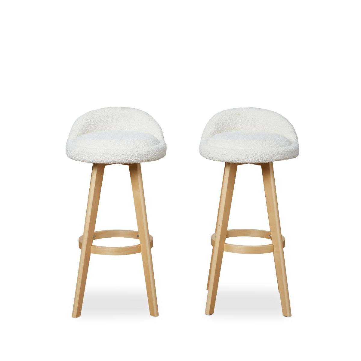 Jamie Bar Stool - Set of 2 - Cream Boucle - Mocka New Zealand