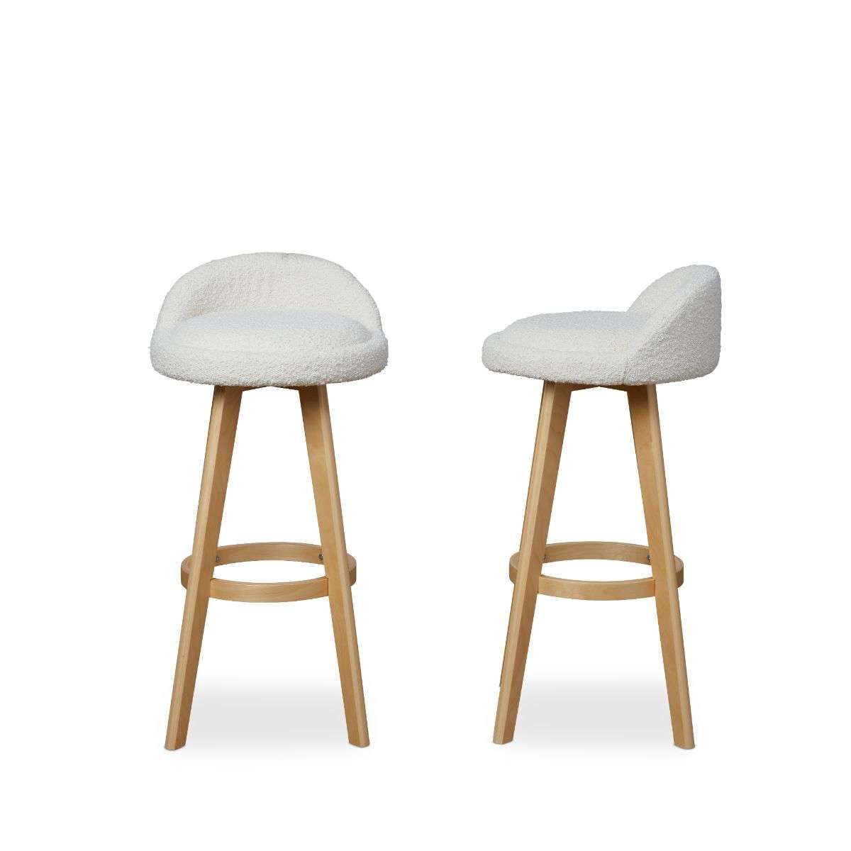 Jamie Bar Stool - Set of 2 - Cream Boucle - Mocka New Zealand