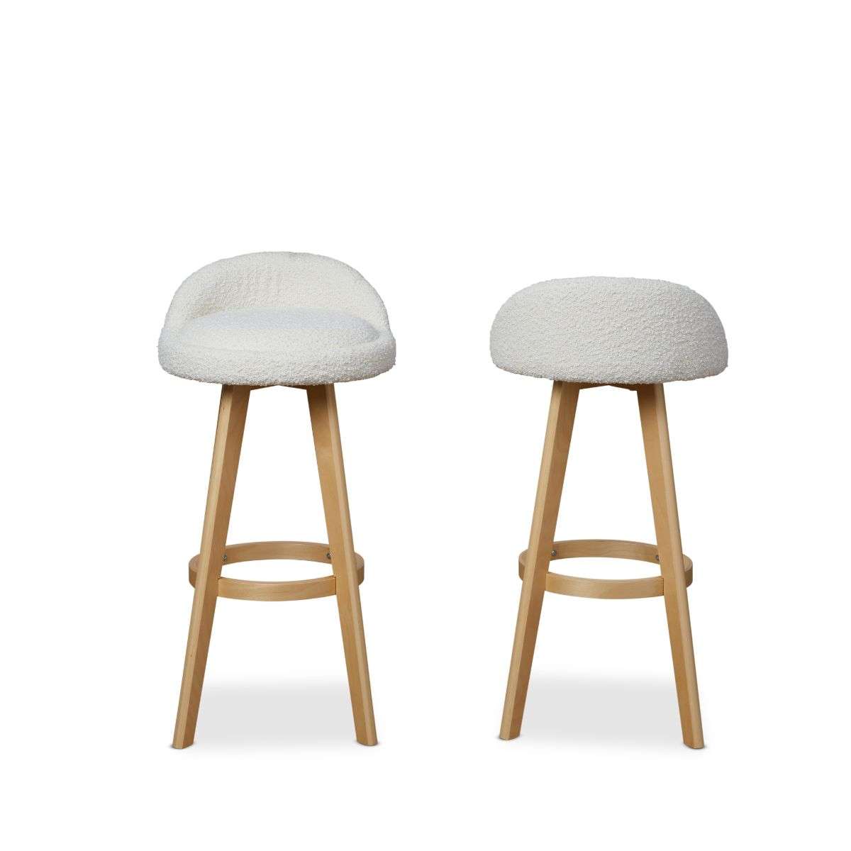 Jamie Bar Stool - Set of 2 - Cream Boucle - Mocka New Zealand