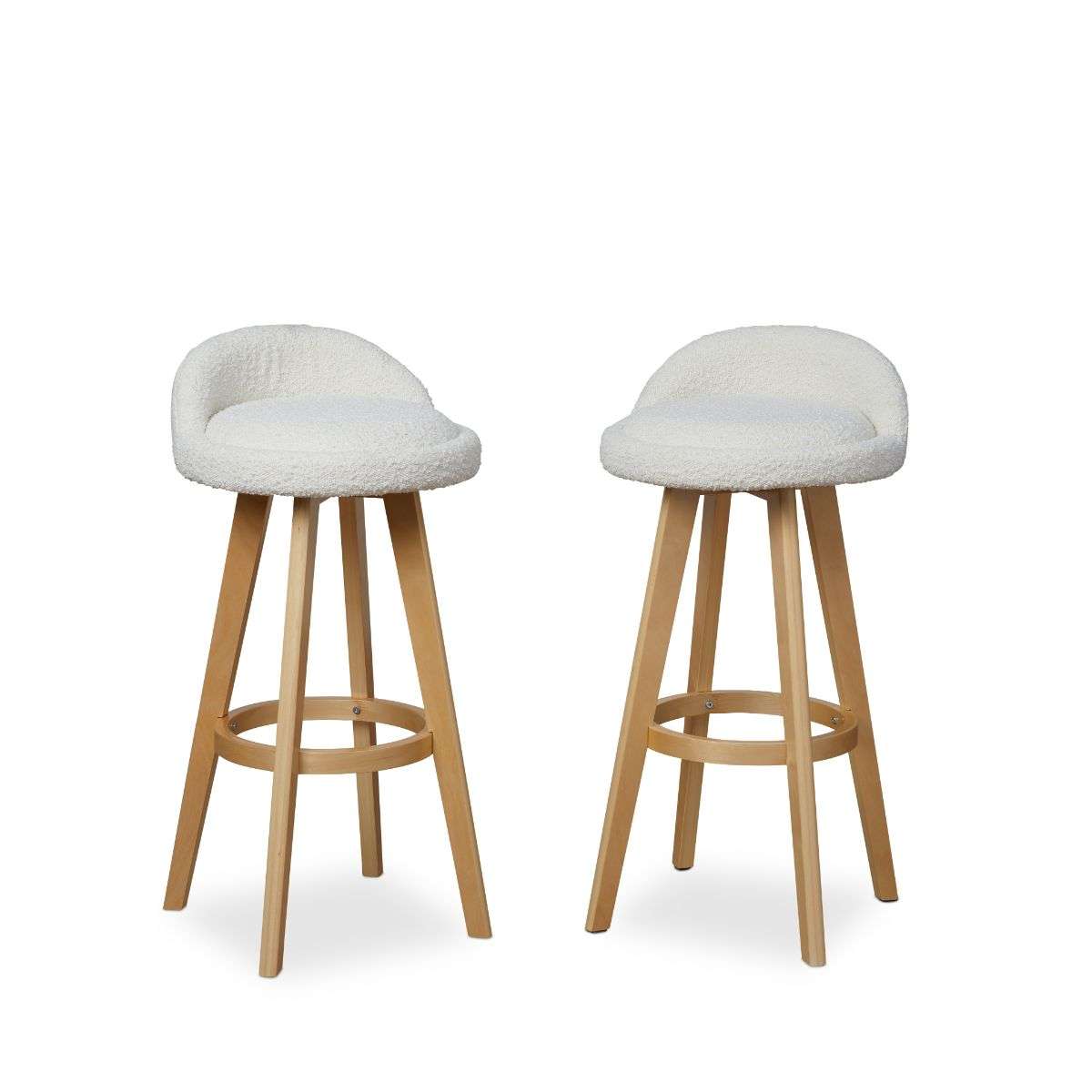 Jamie Bar Stool - Set of 2 - Cream Boucle - Mocka New Zealand