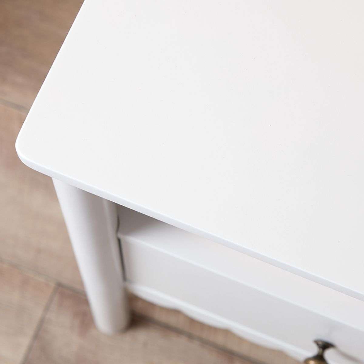 Maisie Scalloped Bedside Table - White - Mocka New Zealand