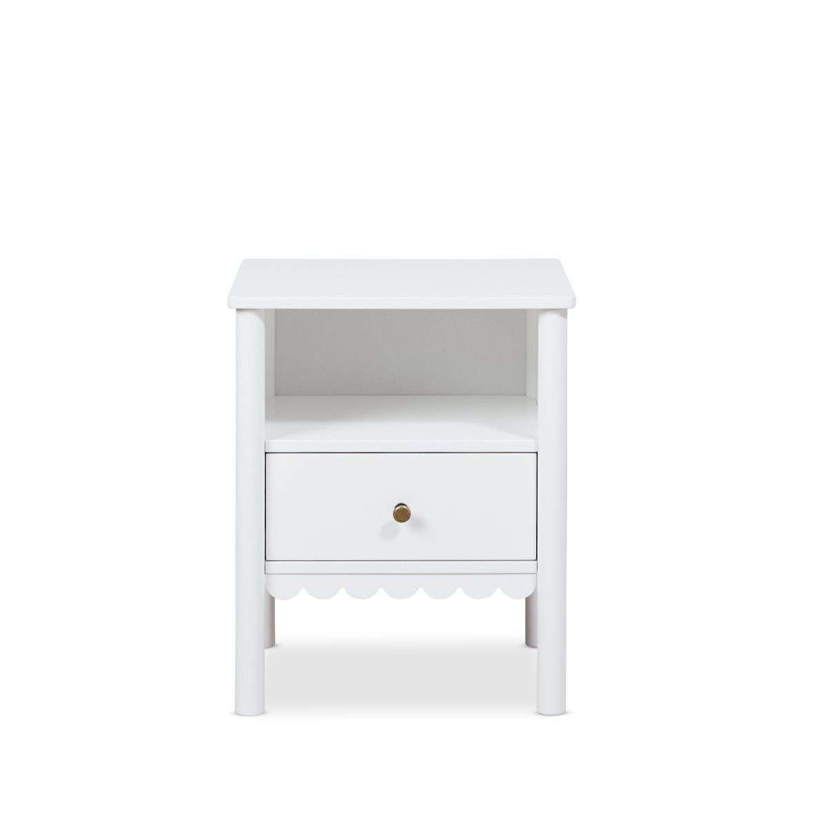 Maisie Scalloped Bedside Table - White - Mocka New Zealand