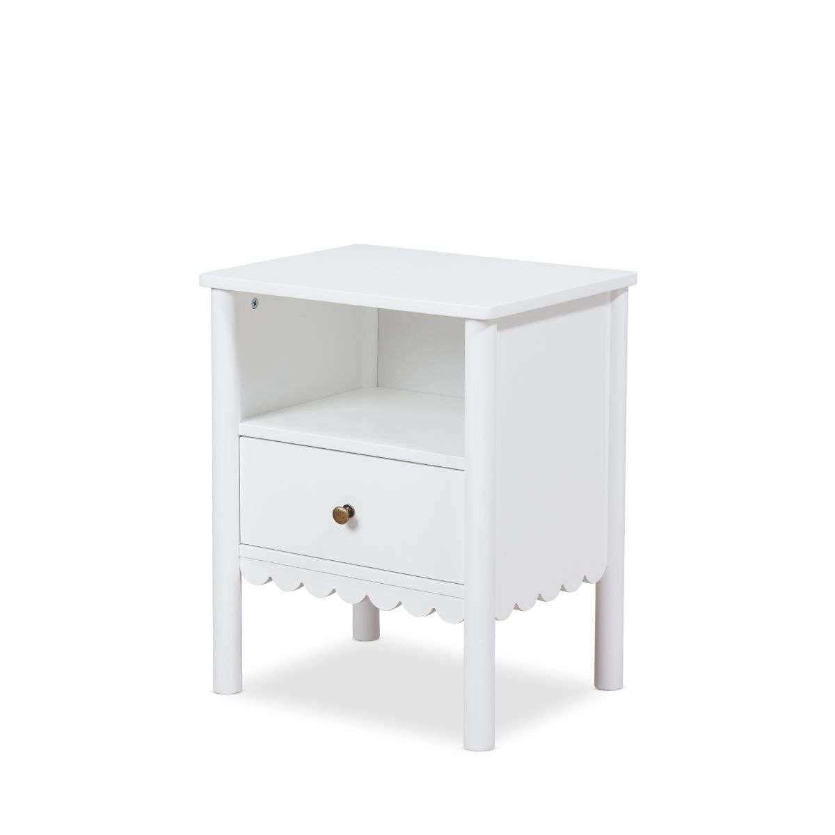 Maisie Scalloped Bedside Table - White - Mocka New Zealand