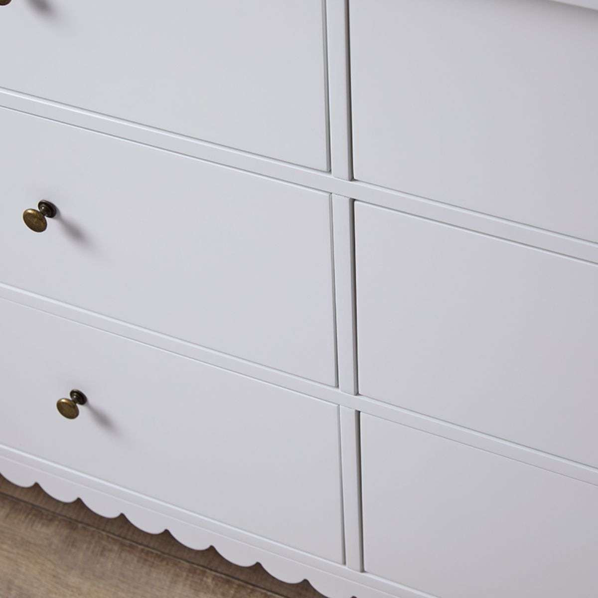 Maisie Scalloped Six Drawer - White - Mocka New Zealand