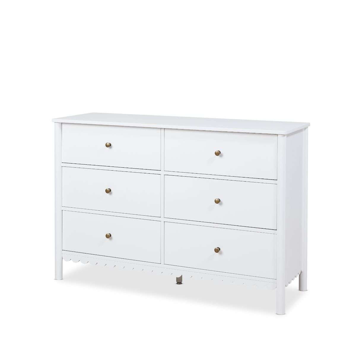 Maisie Scalloped Six Drawer - White - Mocka New Zealand