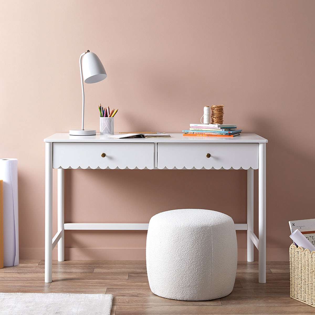 Maisie Scalloped Desk - White - Mocka New Zealand