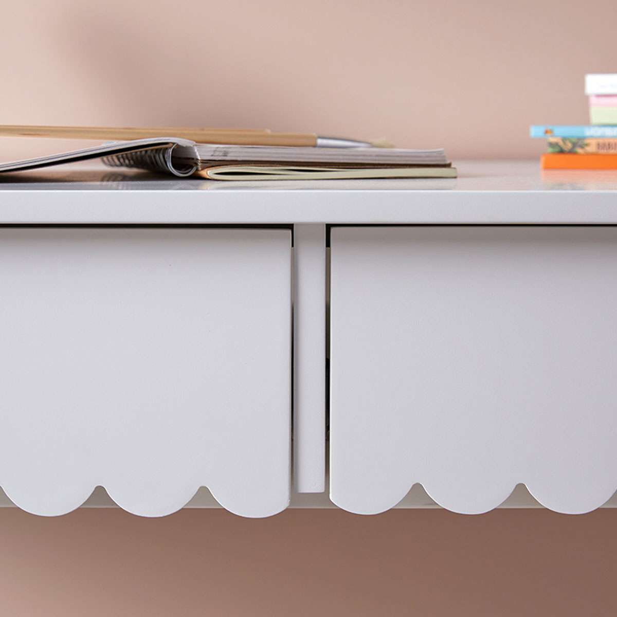 Maisie Scalloped Desk - White - Mocka New Zealand