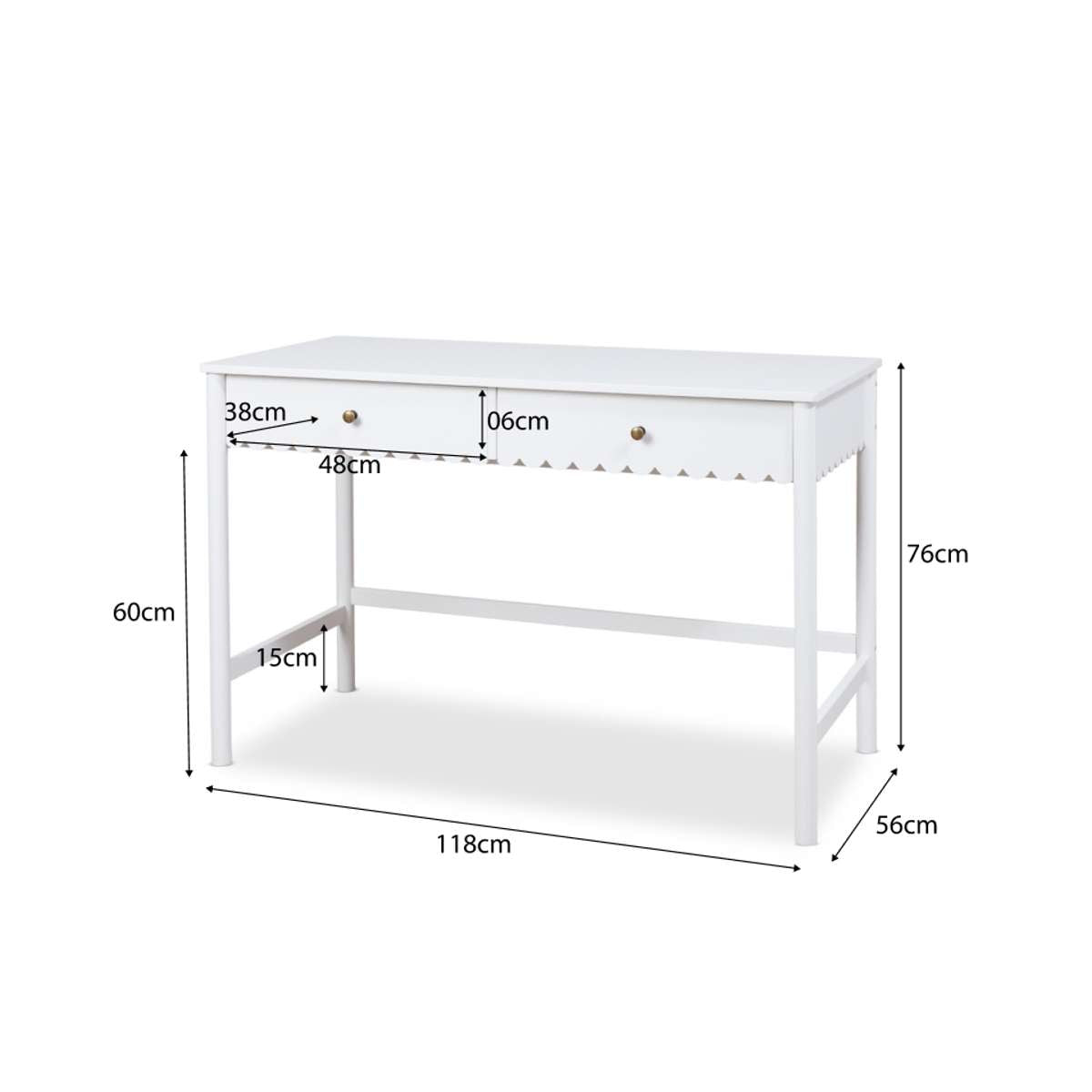 Maisie Scalloped Desk - White - Mocka New Zealand