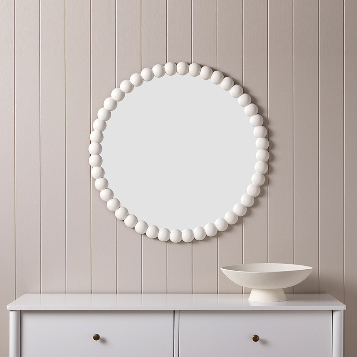 Bobbin Mirror - Round - White - Mocka New Zealand