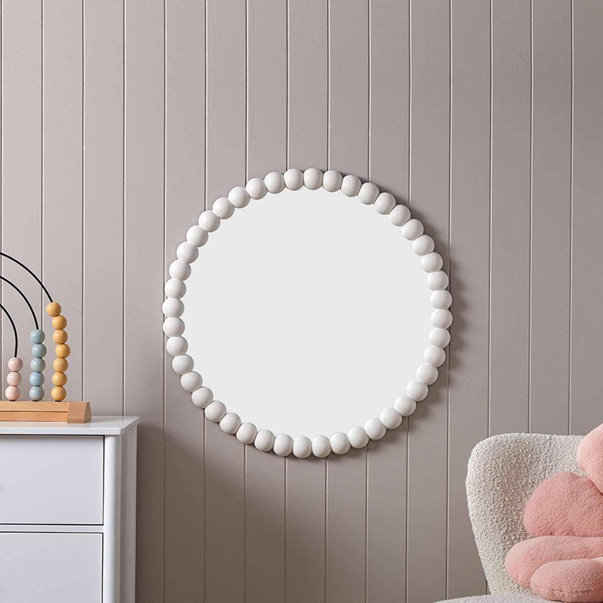 Bobbin Mirror - Round - White - Mocka New Zealand