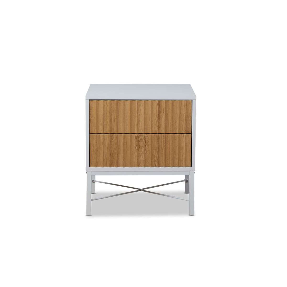 Nyla Bedside Table - White/Natural | Mocka NZ