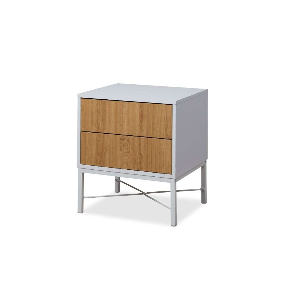 Nyla Bedside Table - White/Natural | Mocka NZ