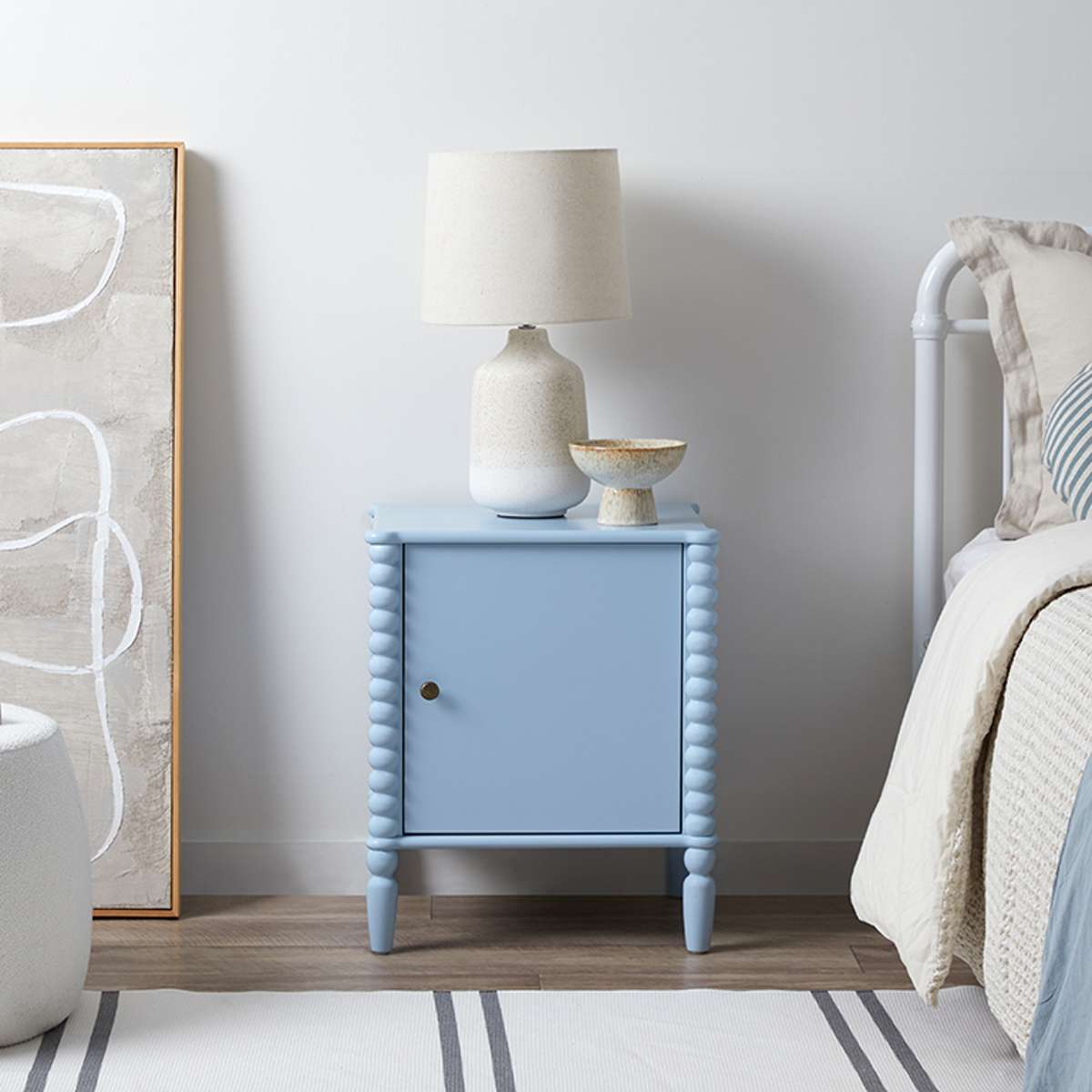 Betti Bobbin Bedside Table - Ice Blue - Mocka New Zealand