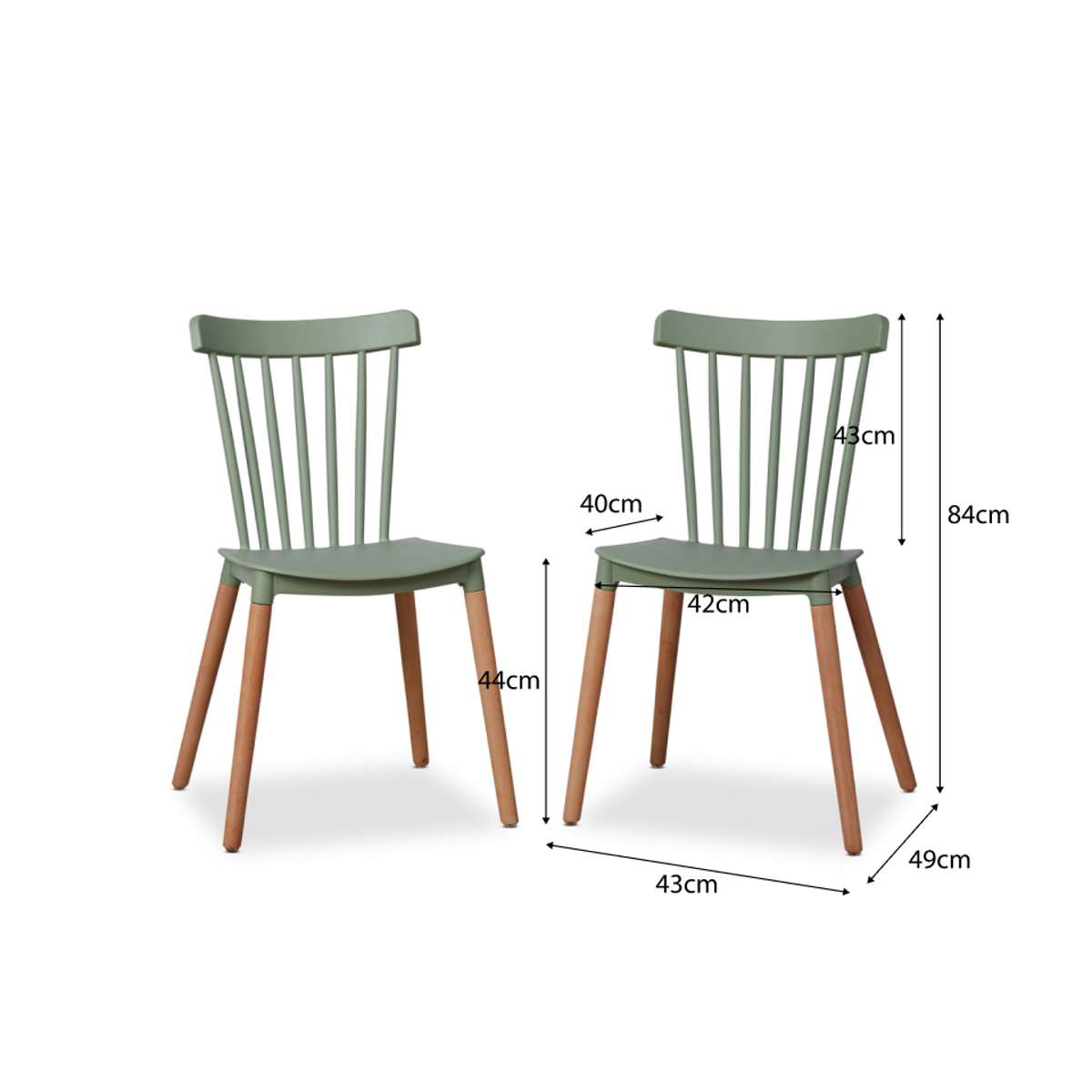 Frida Dining Chair - Set of 2 - Sage Green - Mocka New Zealand