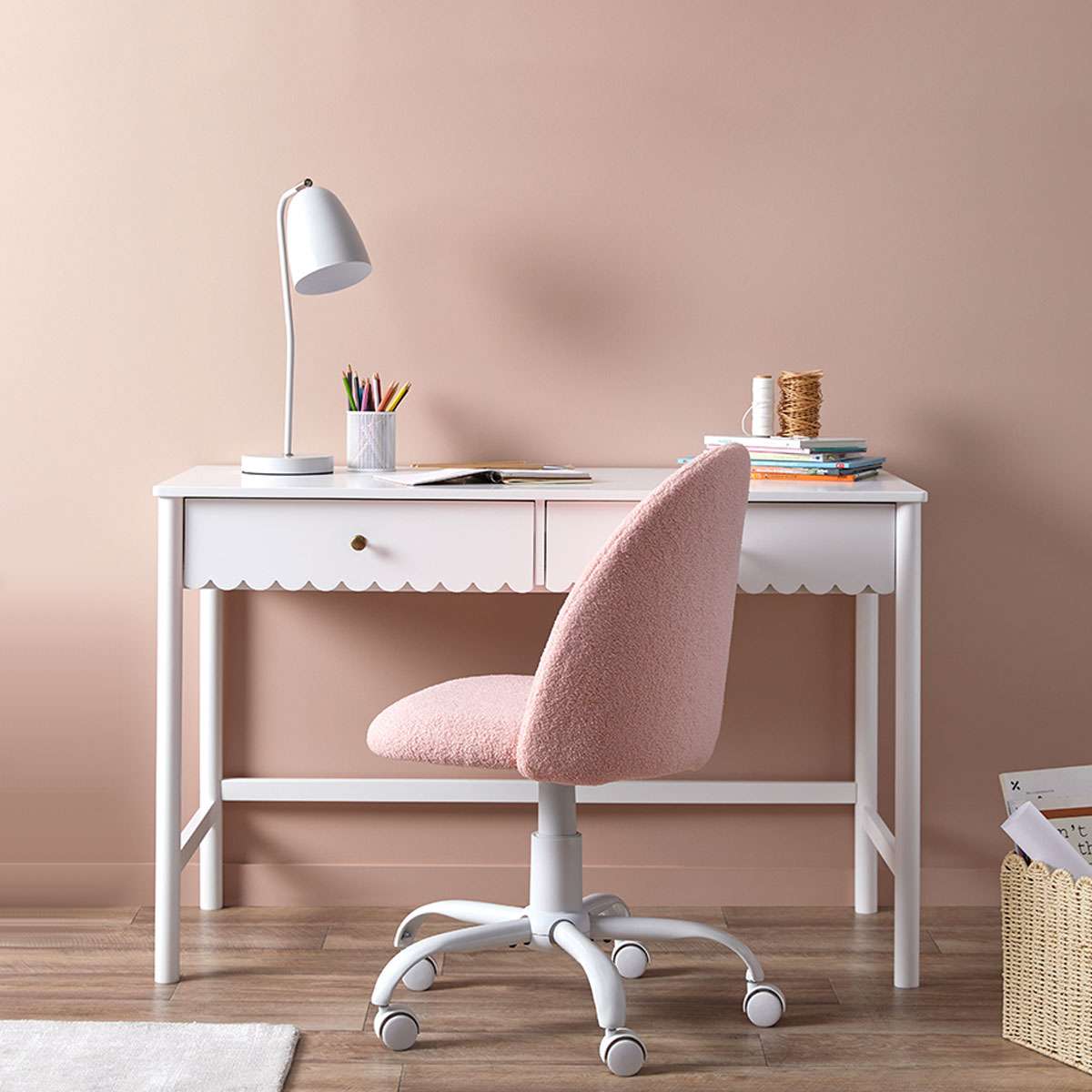 Maisie Scalloped Desk - White - Mocka New Zealand