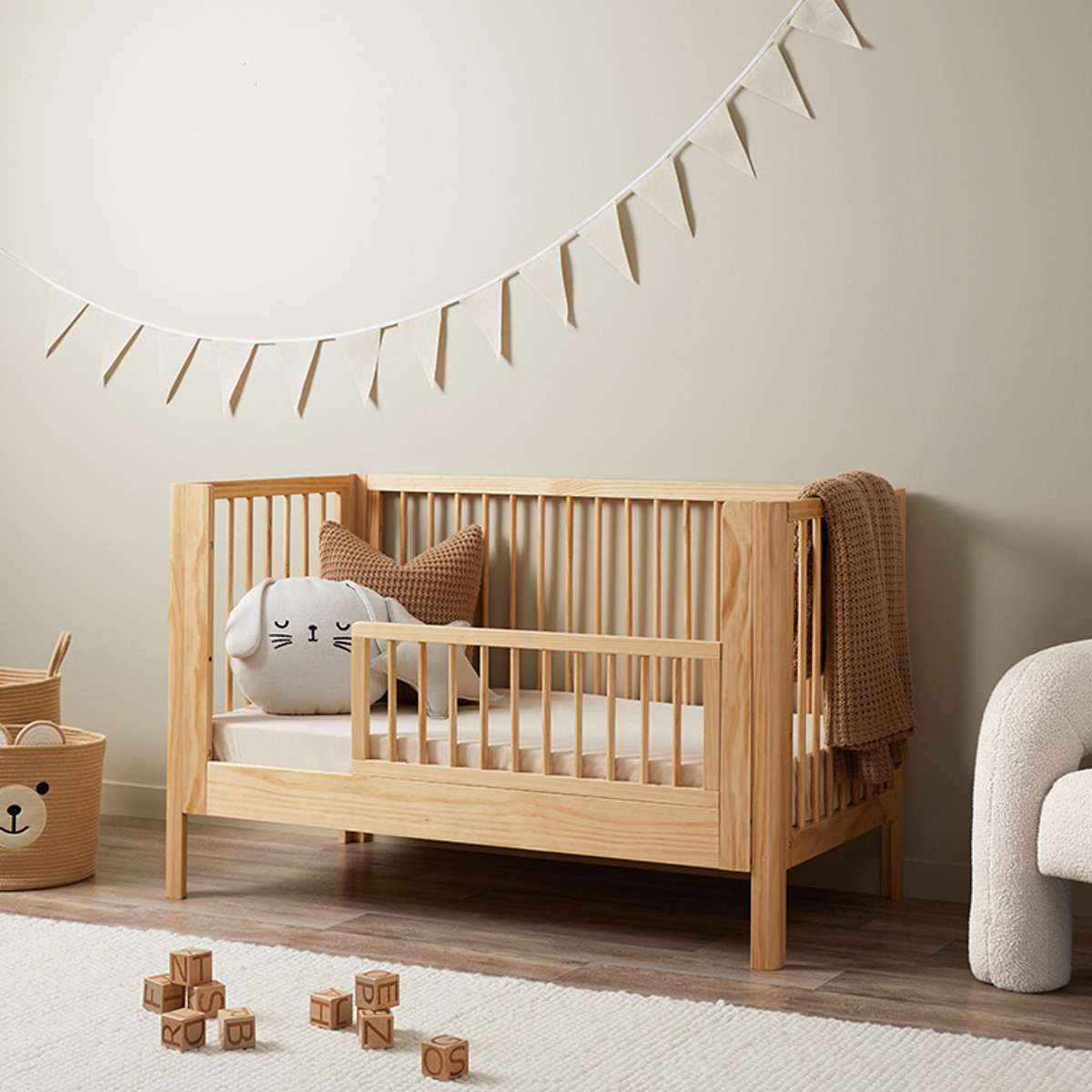 Fraser Coastal Cot Toddler Bed Half Frame - Natural - Mocka New Zealand