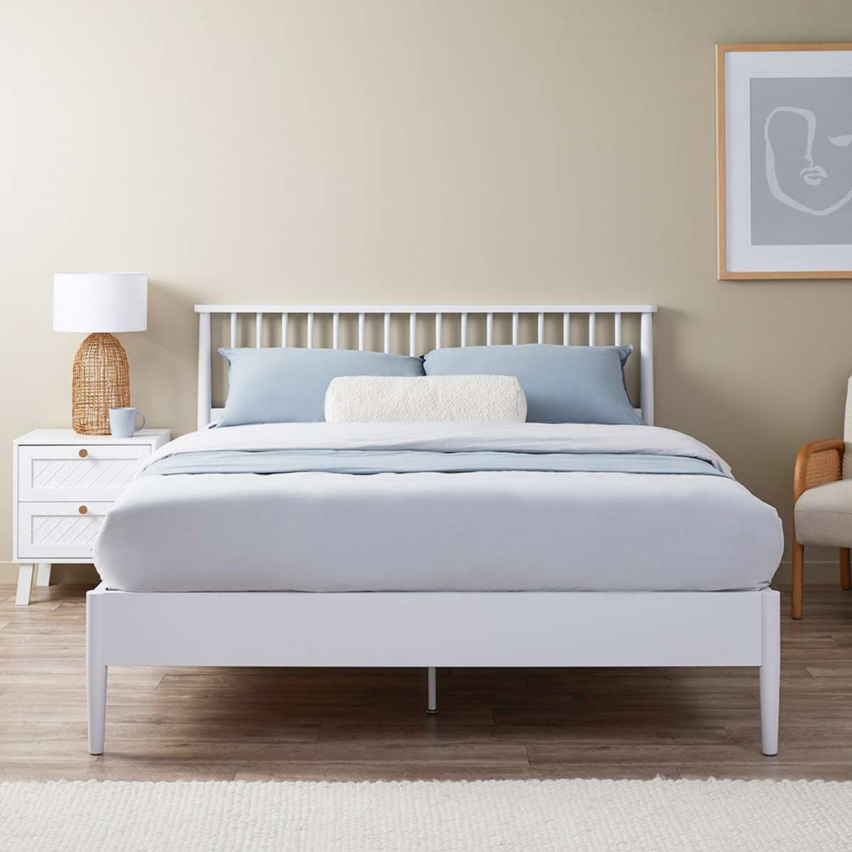 Napier Queen Bed - White - Mocka New Zealand