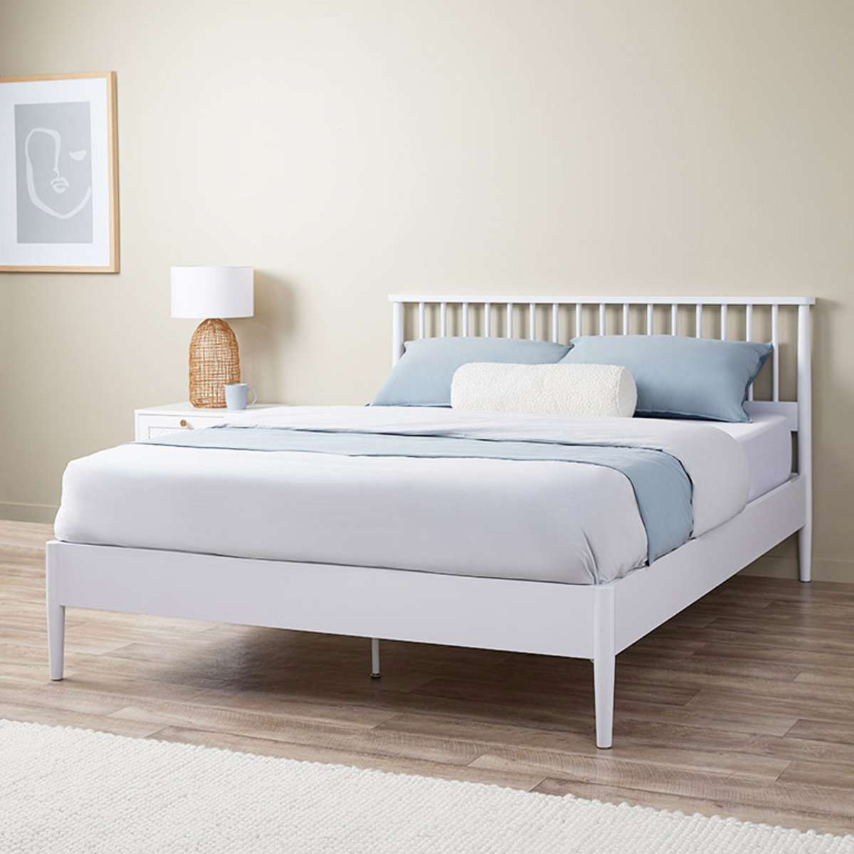 Napier Queen Bed - White - Mocka New Zealand