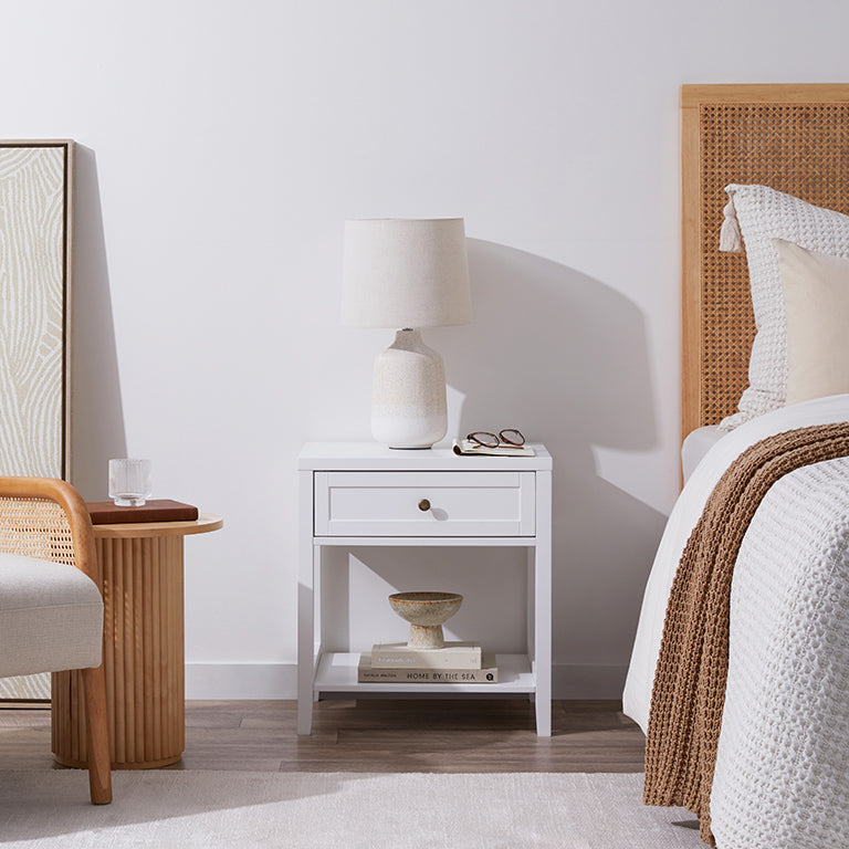 Cove Bedside Table - White - Mocka New Zealand