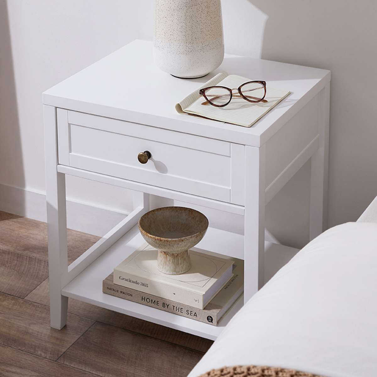 Cove Bedside Table - White - Mocka New Zealand