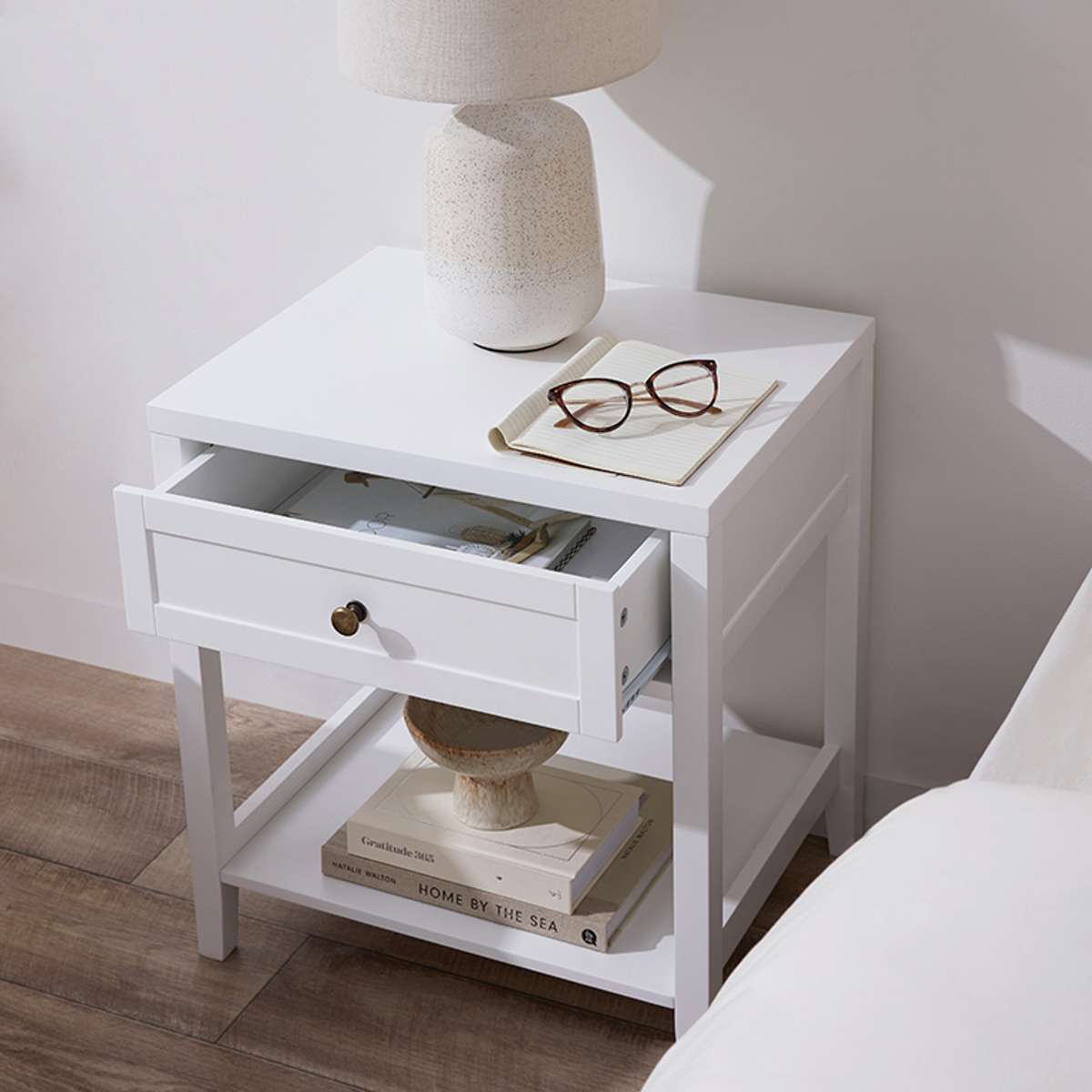 Cove Bedside Table - White - Mocka New Zealand