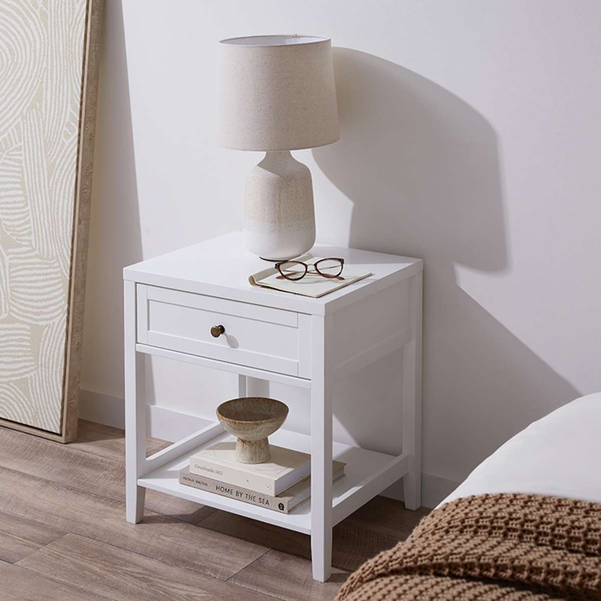 Cove Bedside Table - White - Mocka New Zealand