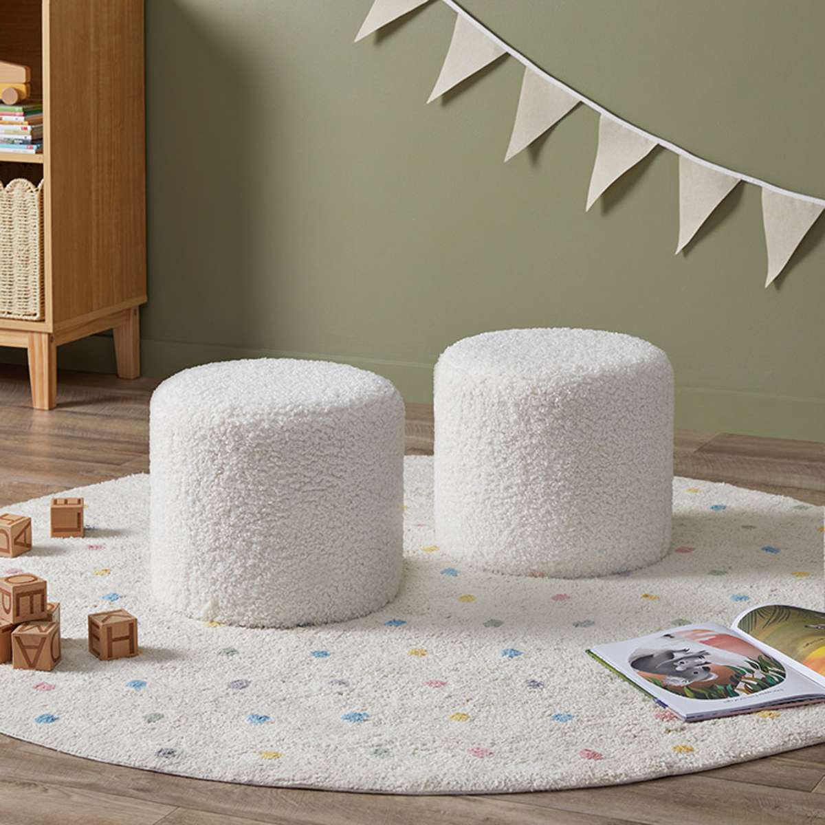 Mini Moo Sherpa Stool - Set of 2 - Mocka New Zealand