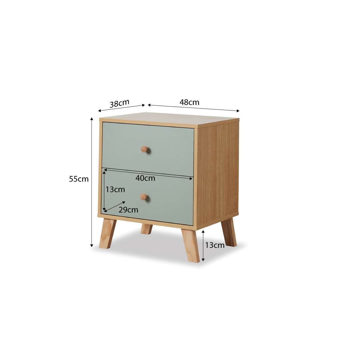 Aspen Bedside Table - Sage Green - Mocka New Zealand