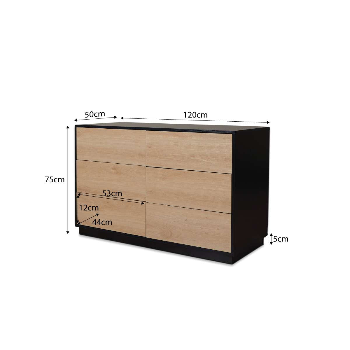 Avoca Six Drawer - Black Natural | Living Room Furniture