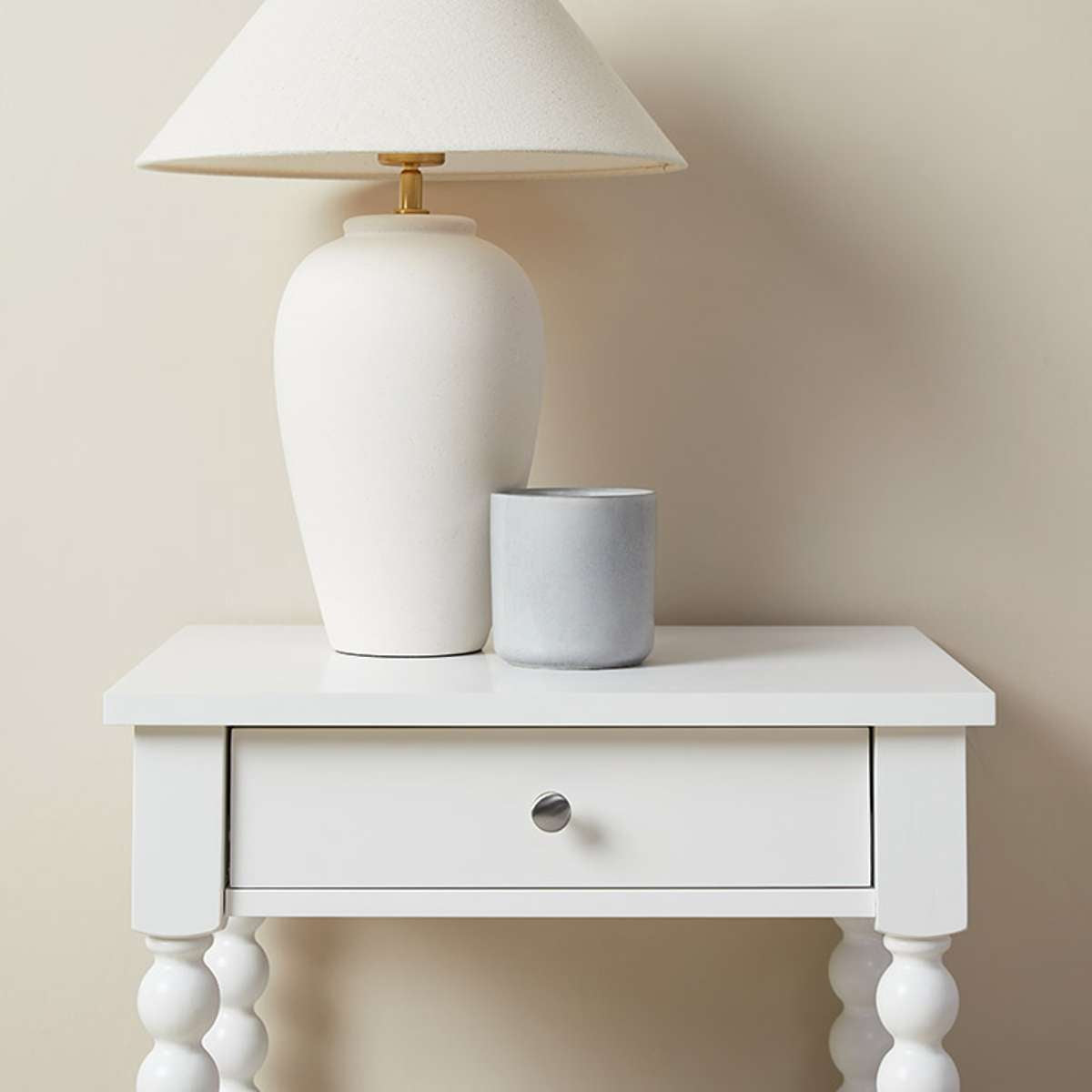 Bobbin Bedside Table - White - Mocka New Zealand