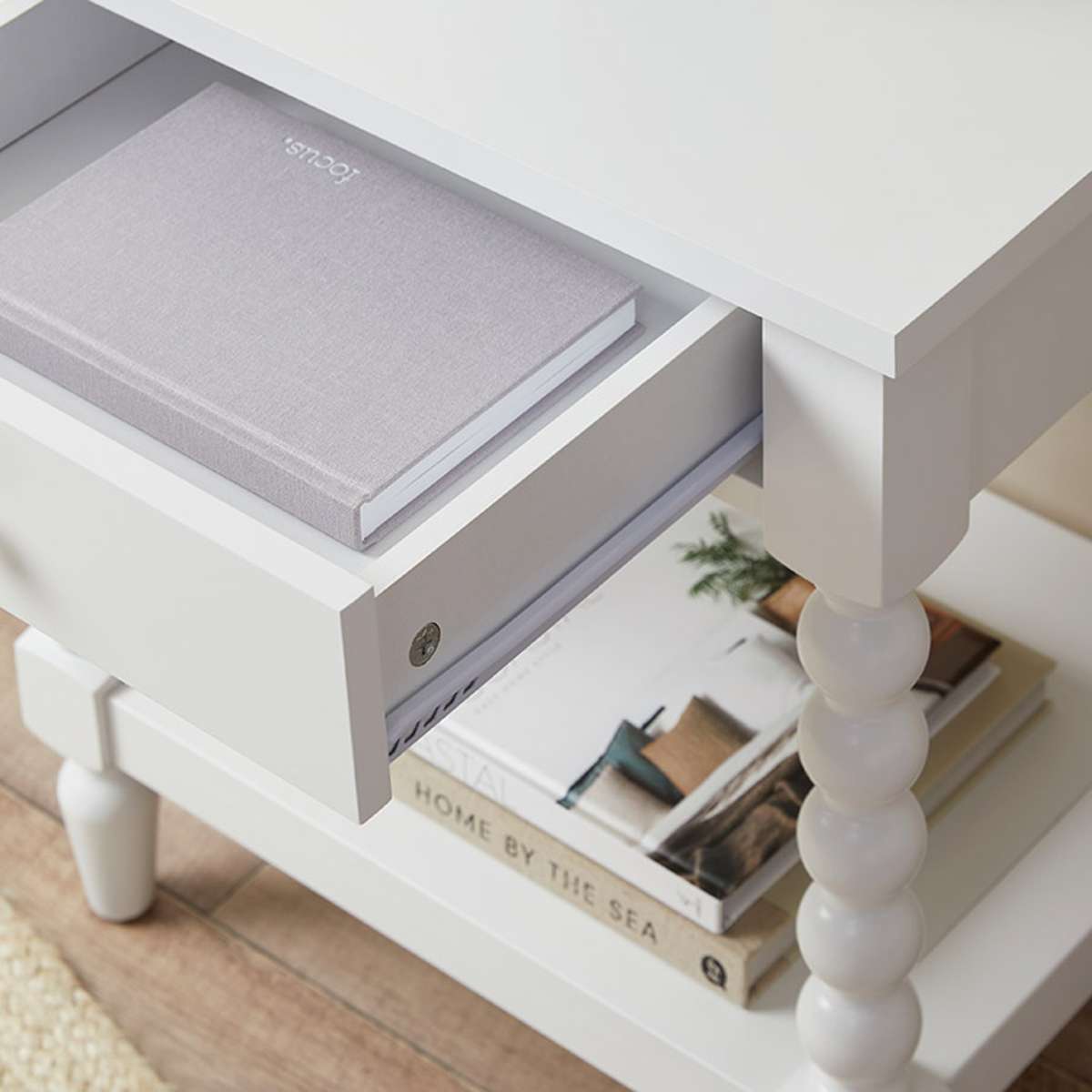 Bobbin Bedside Table - White - Mocka New Zealand