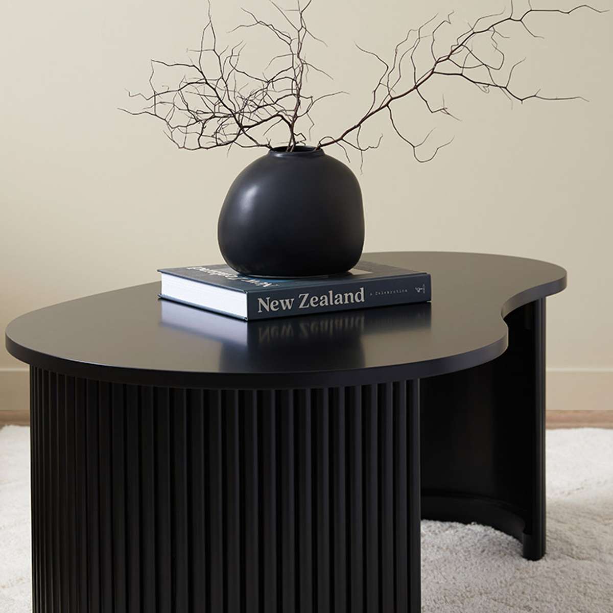 Eve Pebble Shaped Coffee Table - Black - Mocka New Zealand