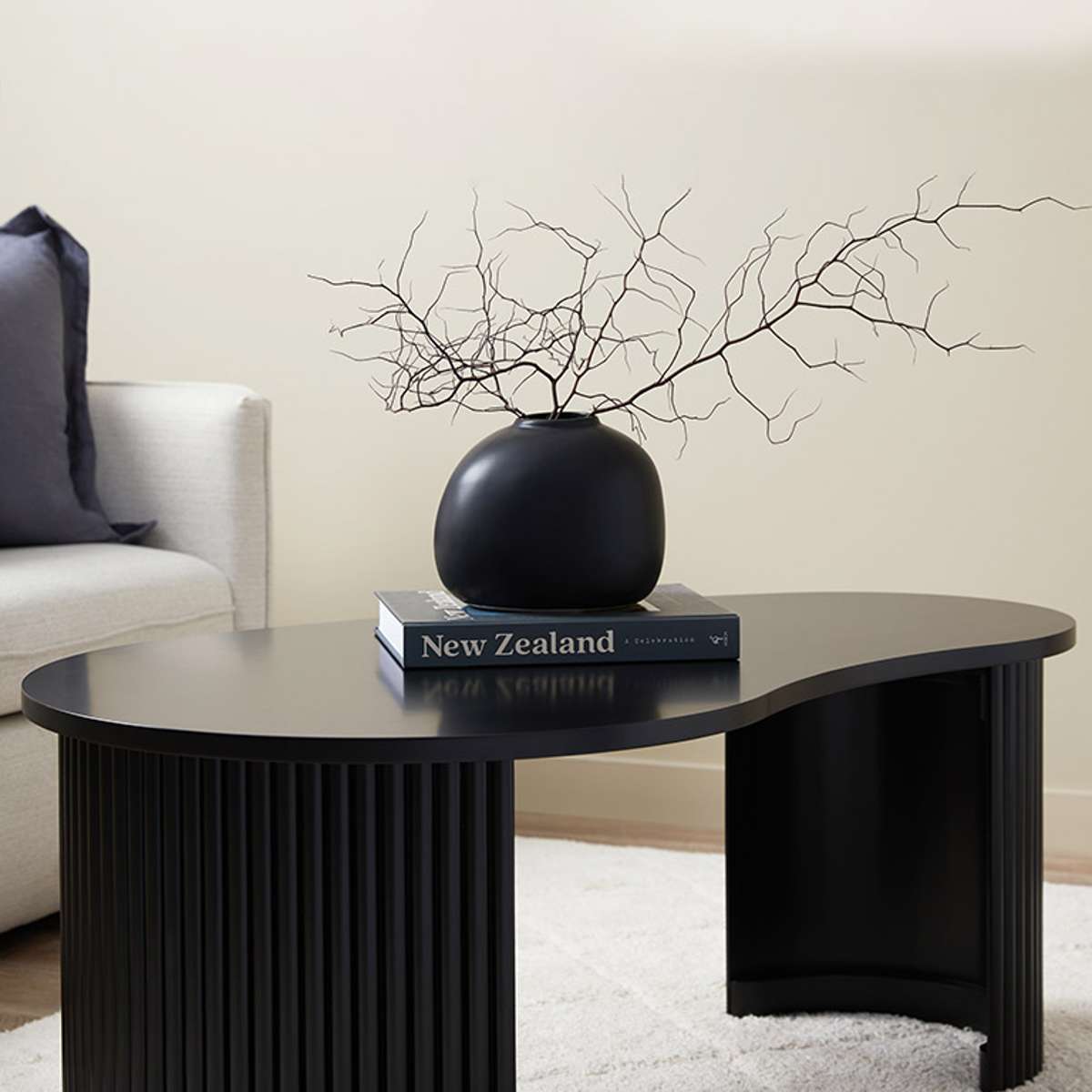 Eve Pebble Shaped Coffee Table - Black - Mocka New Zealand