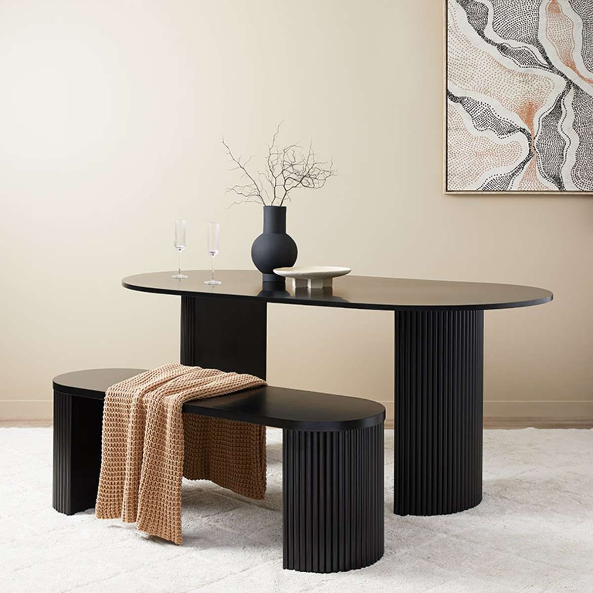 Eve 6 Seater Dining Table - Black - Mocka New Zealand