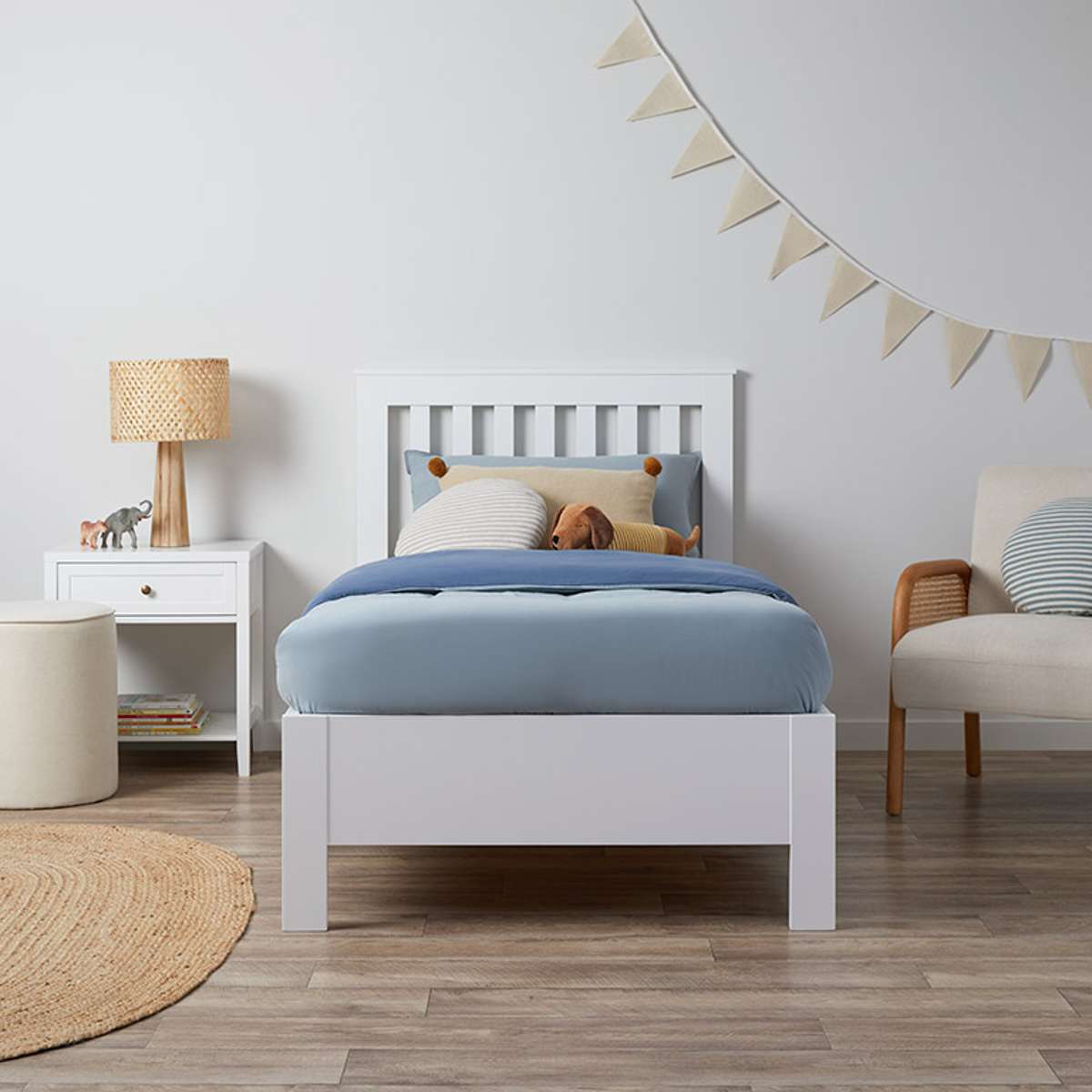 Hamptons King Single Bed - White - Mocka New Zealand