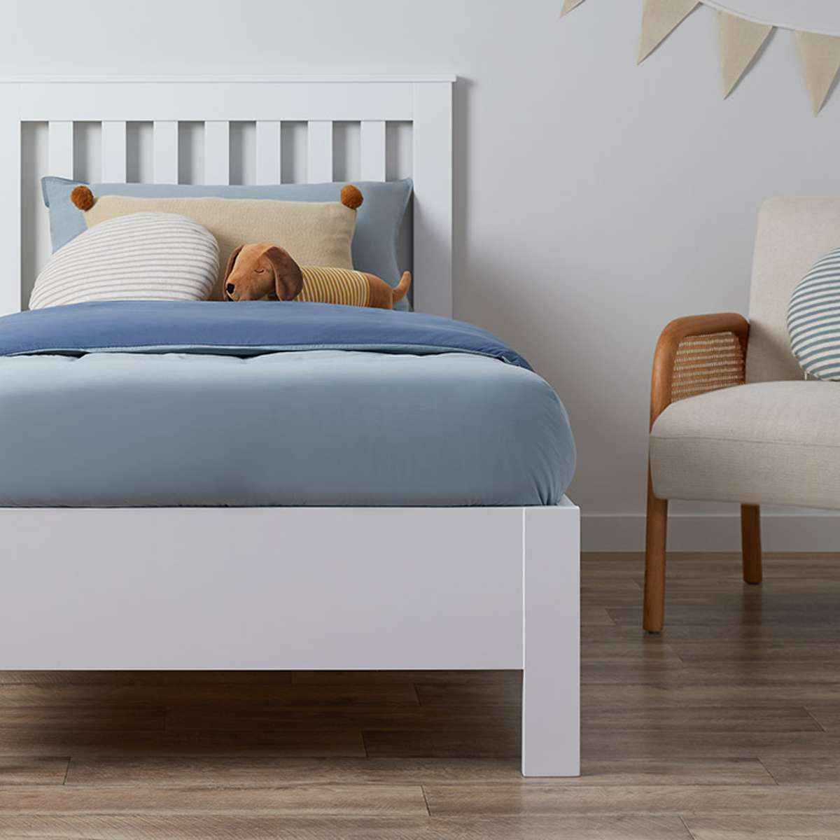 Hamptons King Single Bed - White - Mocka New Zealand