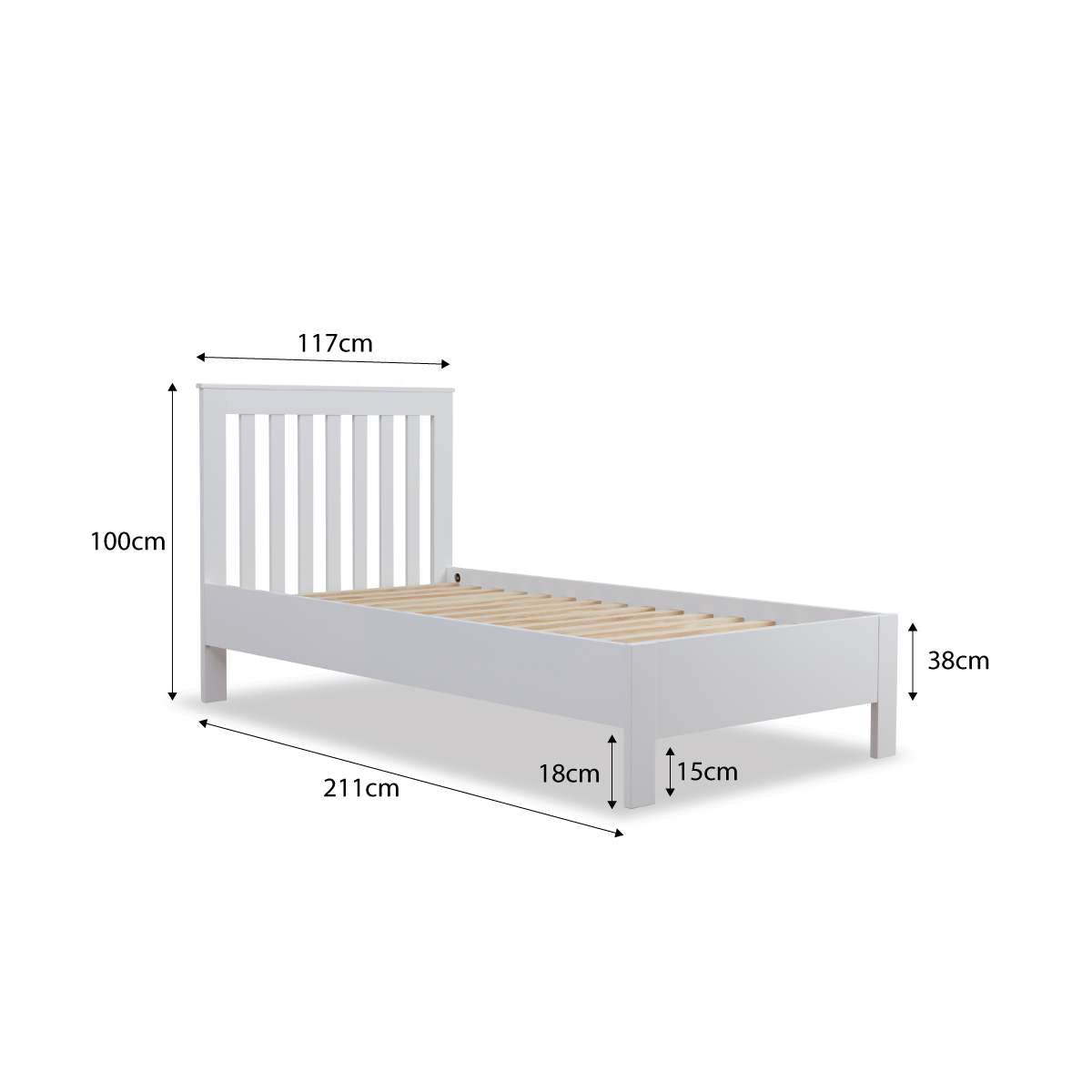 Hamptons King Single Bed - White - Mocka New Zealand