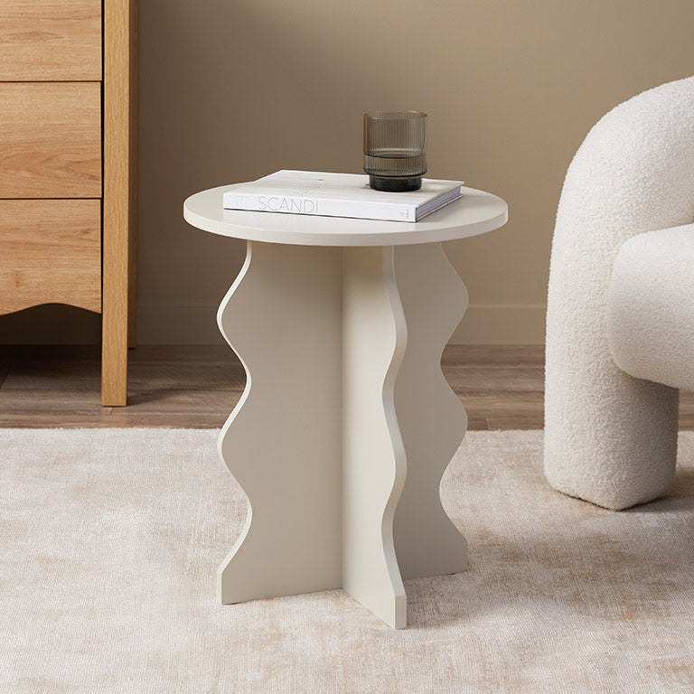 Iris Wavey Side Table - Beige - Mocka New Zealand