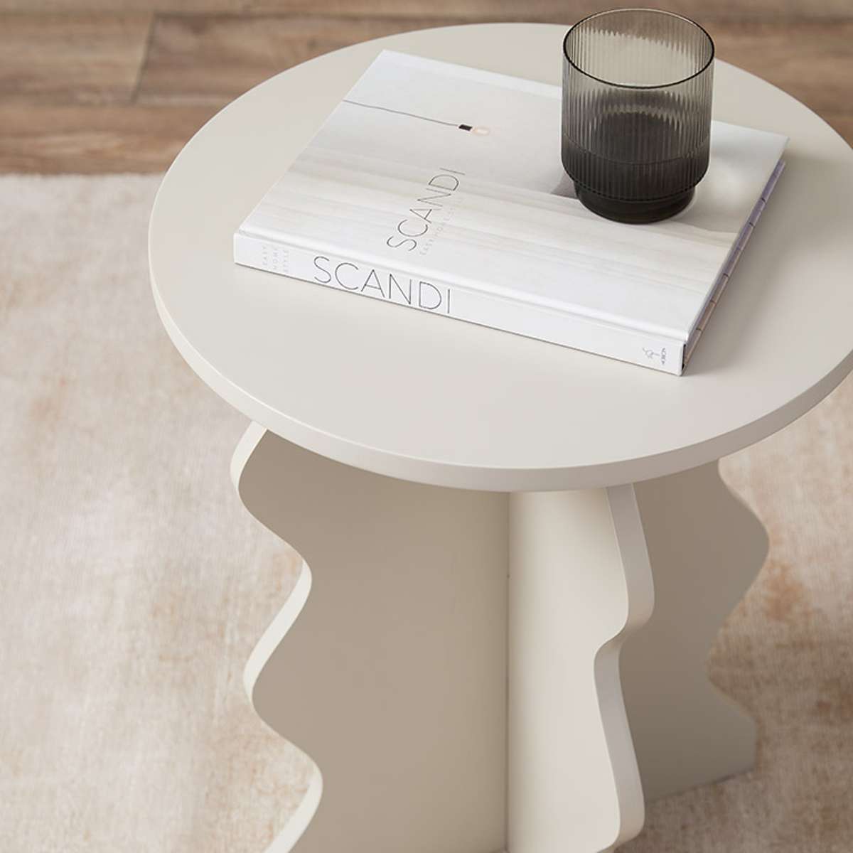 Iris Wavey Side Table - Beige - Mocka New Zealand