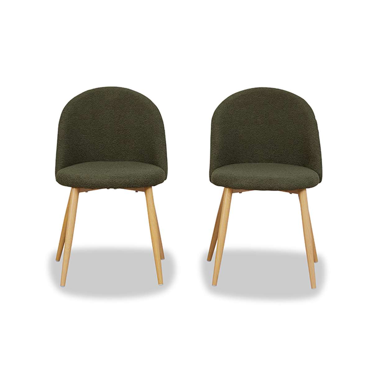 Londyn Dining Chairs - Set of 2 - Green Boucle - Mocka New Zealand