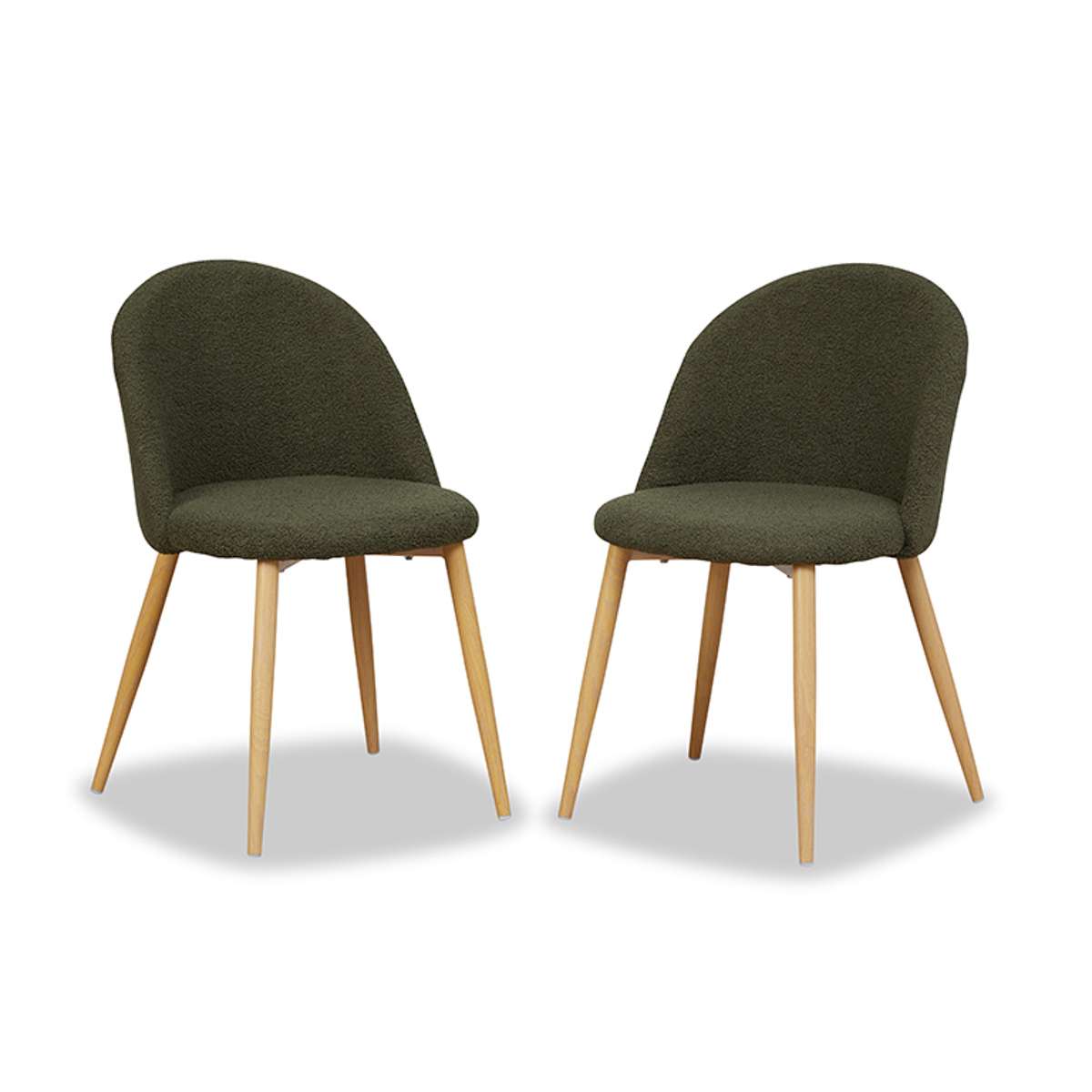 Londyn Dining Chairs - Set of 2 - Green Boucle - Mocka New Zealand