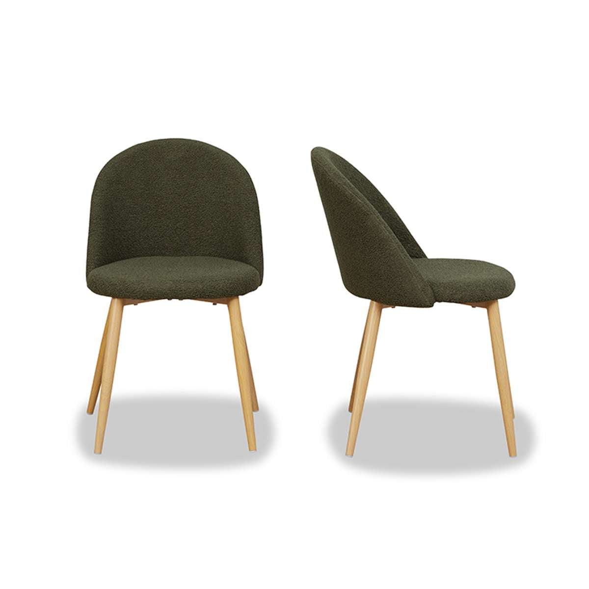 Londyn Dining Chairs - Set of 2 - Green Boucle - Mocka New Zealand