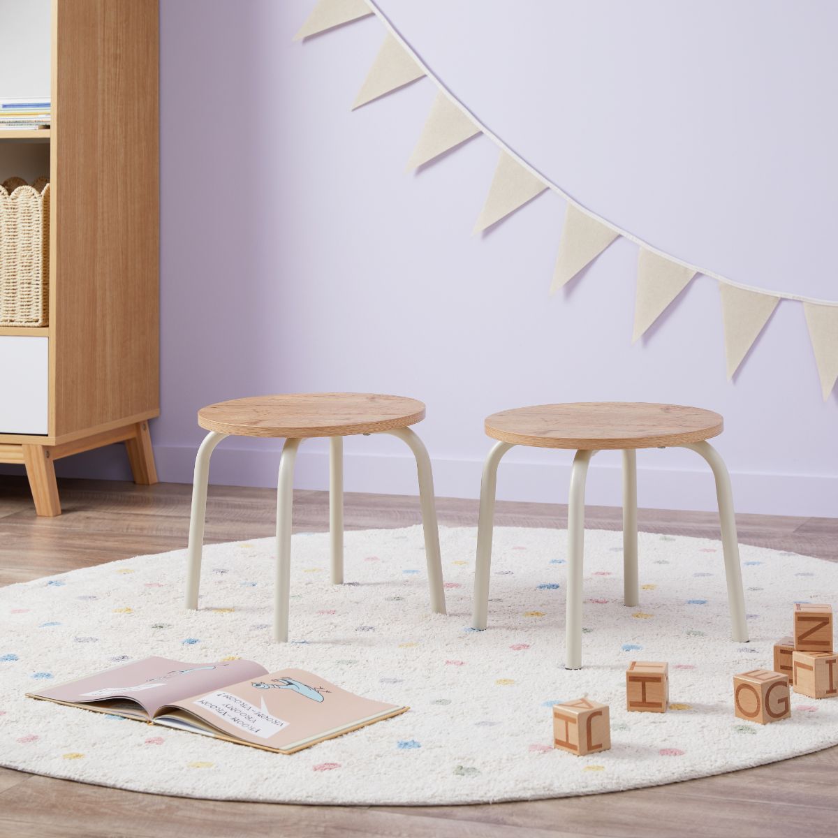 Mini Brixton Stool - Set of Two - Cream - Mocka New Zealand