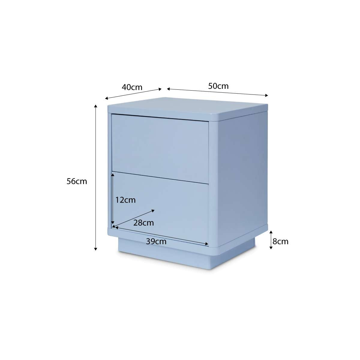 Oslo Two Drawer Bedside Table - Pale Blue - Mocka New Zealand