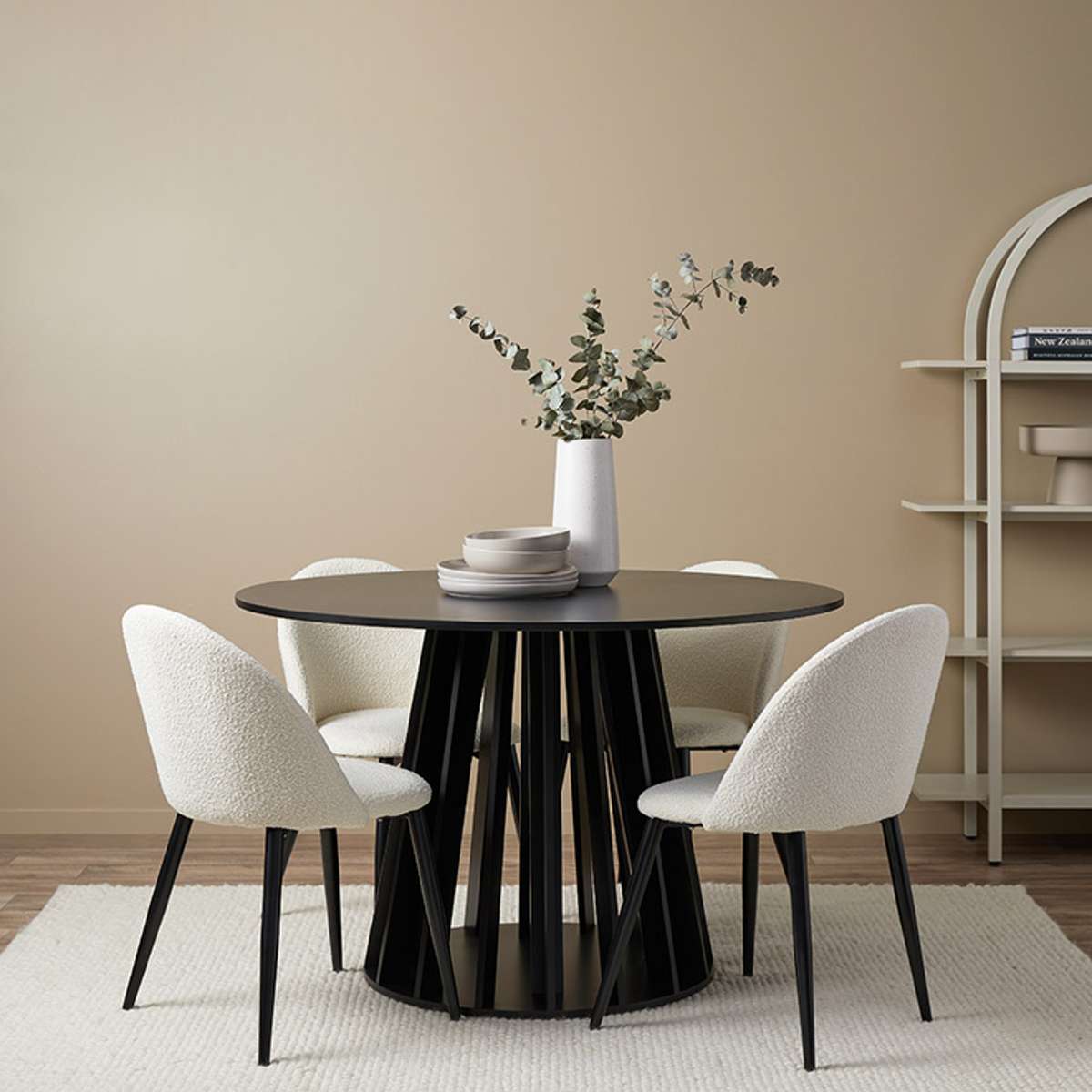 Rune Slatted Four Seater Round Dining Table | Mocka NZ