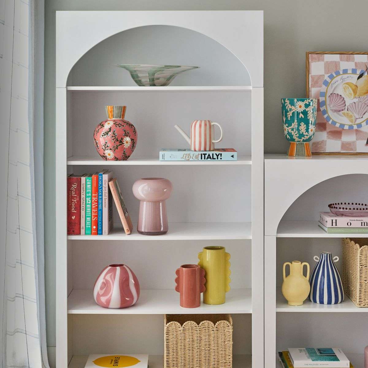 Santorini Tall Arched Bookcase - White - Mocka New Zealand