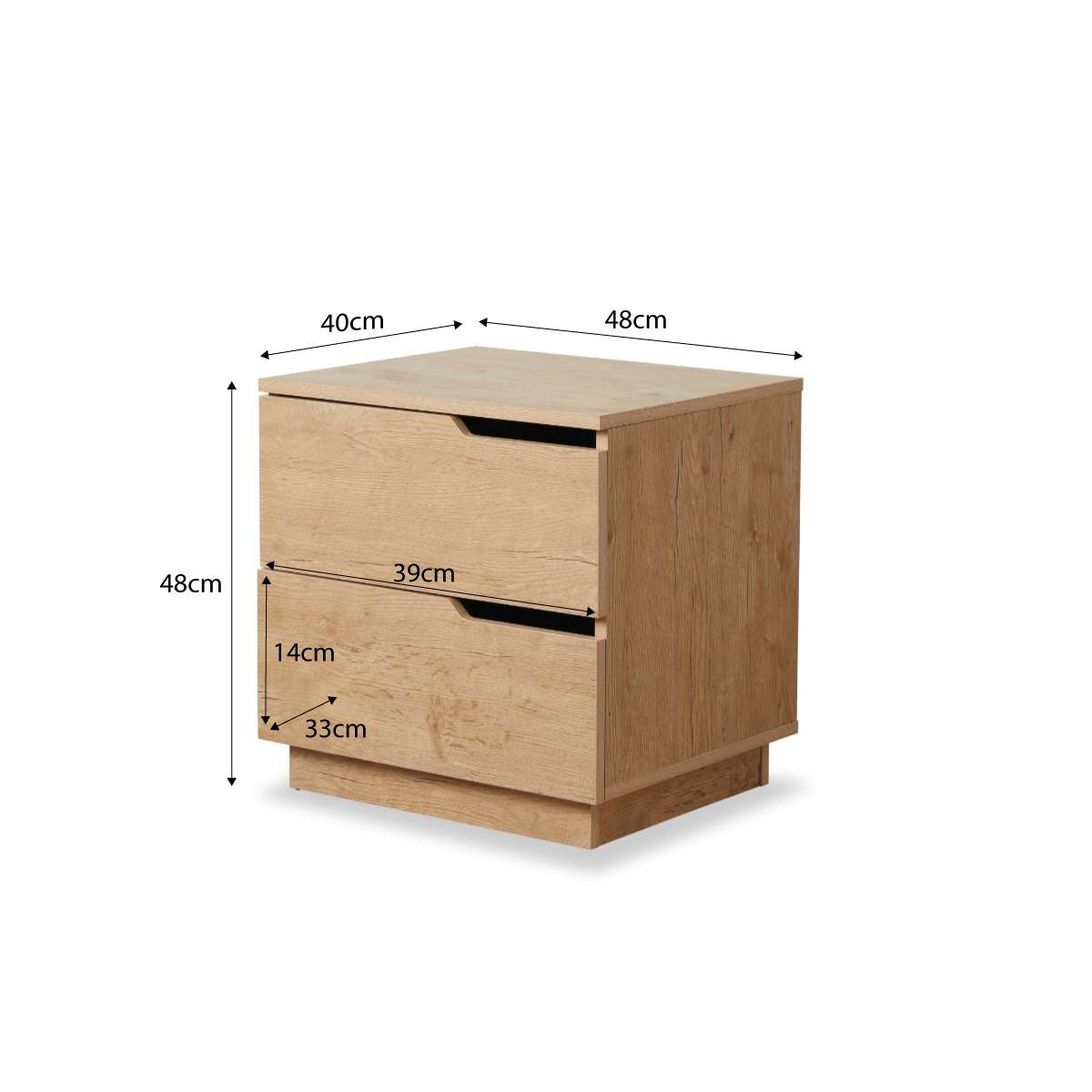 Zack Two Drawer Bedside Table - Natural - Mocka New Zealand