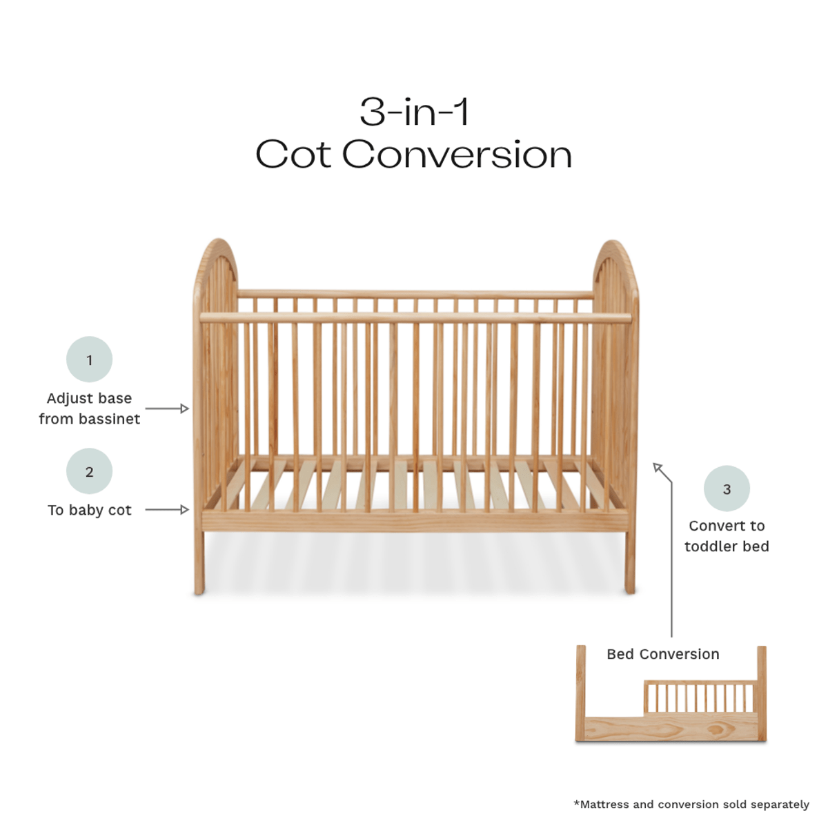 Archie Cot - Natural | Nursery Furniture | Mocka NZ